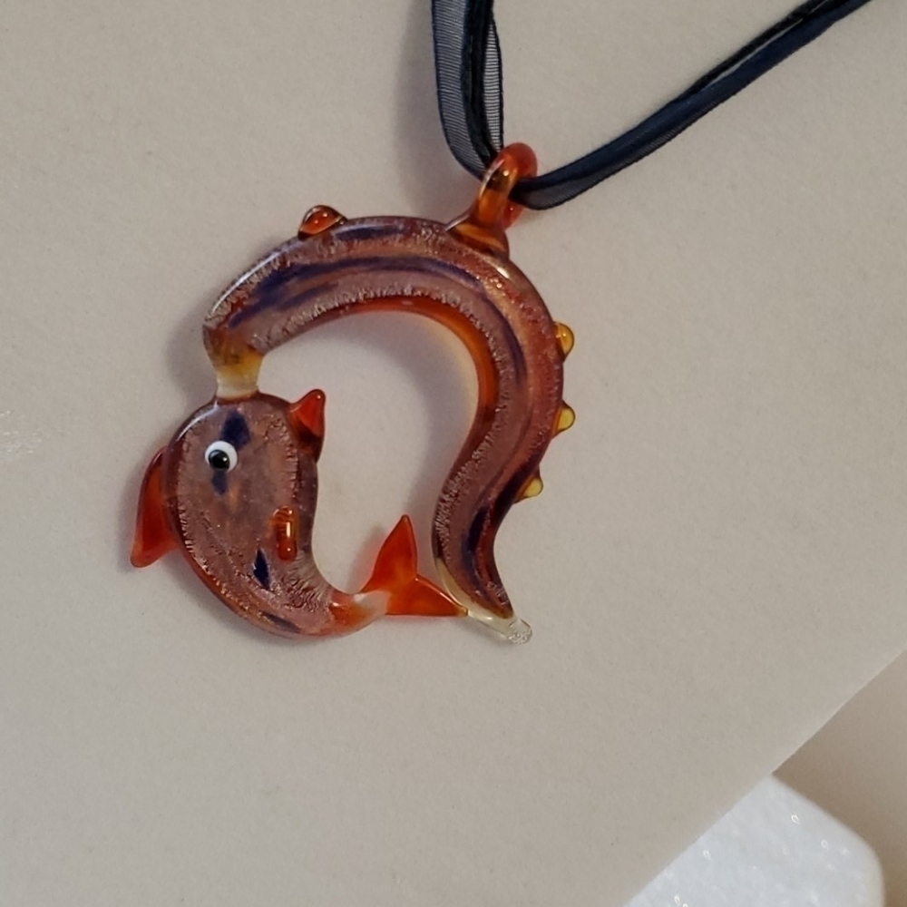 Artsy Glass fish necklace